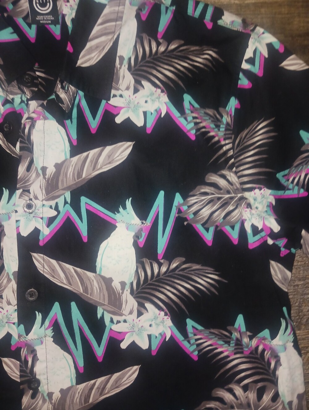 Neff Hawaiian M Shirt 80s Electric Turquiose Shock Blue  Pimped Cockatoo Black